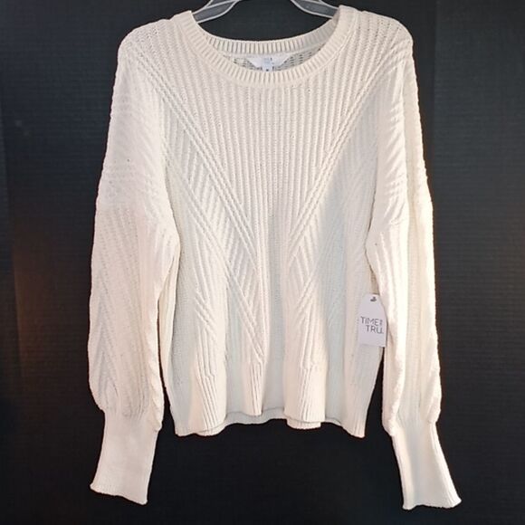 Womens Long Sleeve Mixed Rib Sweater Top Shirt Size M - Picture 1 of 7